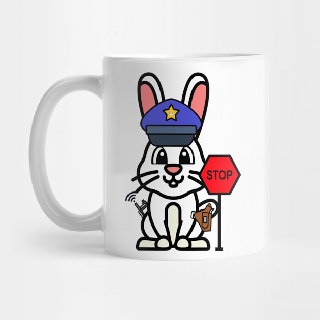 Funny white rabbit is a policeman by Pet Station